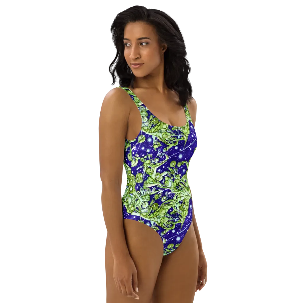 Galactic Greenery on One-Piece Swimsuit — Right