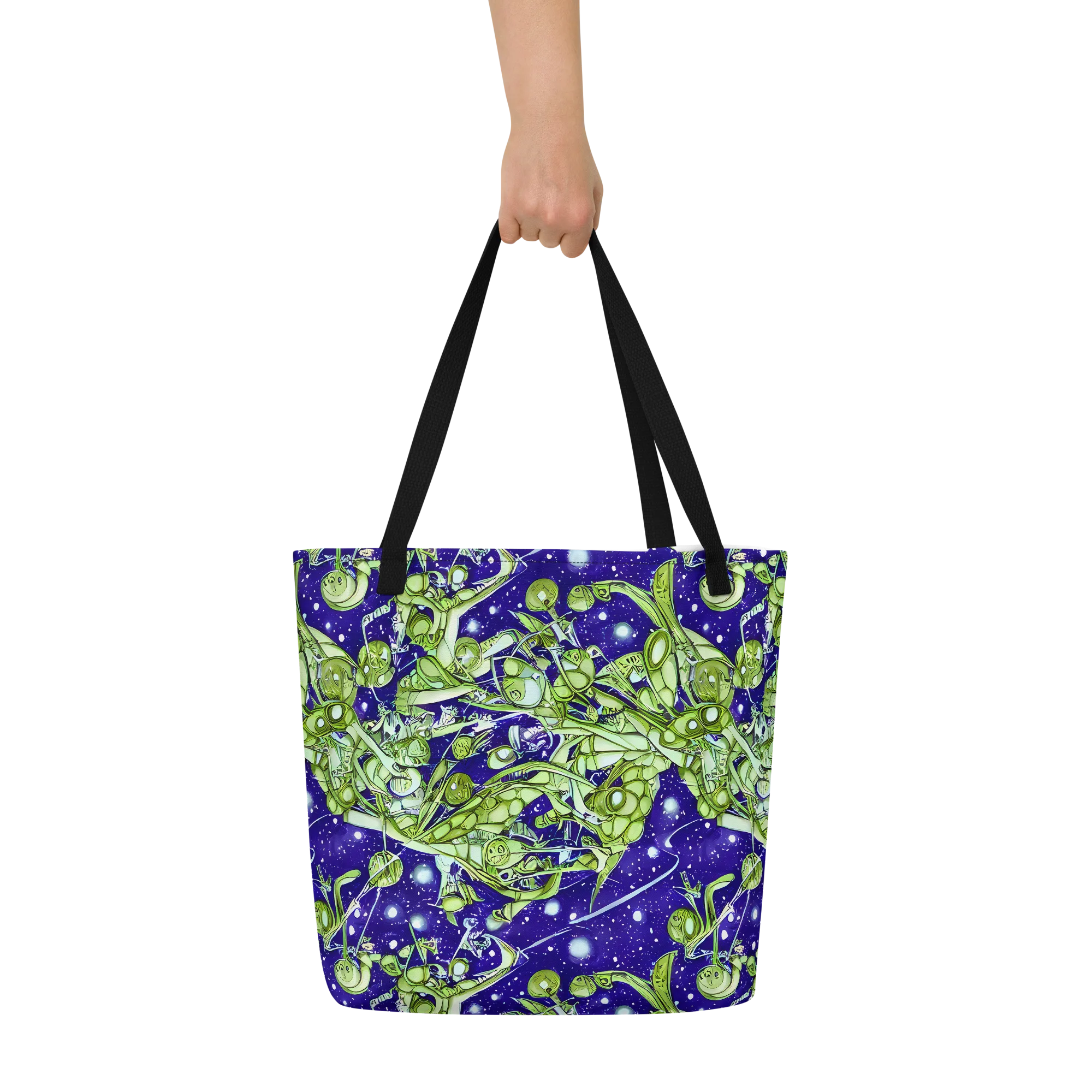 Galactic Greenery on Large Tote Bag W/ Pocket — Front