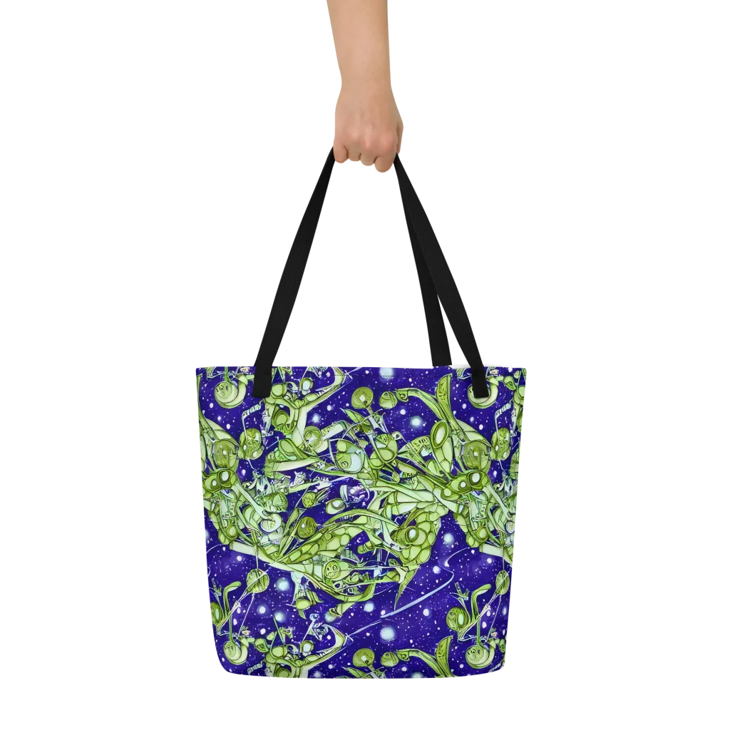 Galactic Greenery on Large Tote Bag W/ Pocket — Front