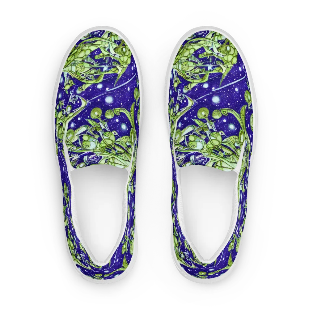 Galactic Greenery on Women's Slip-On Canvas Shoes — Front