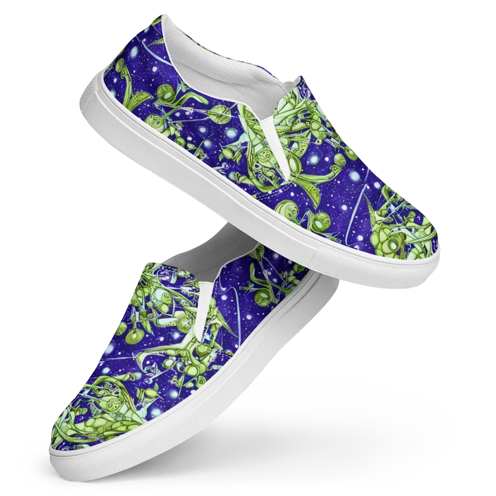 Galactic Greenery on Women's Slip-On Canvas Shoes — Front