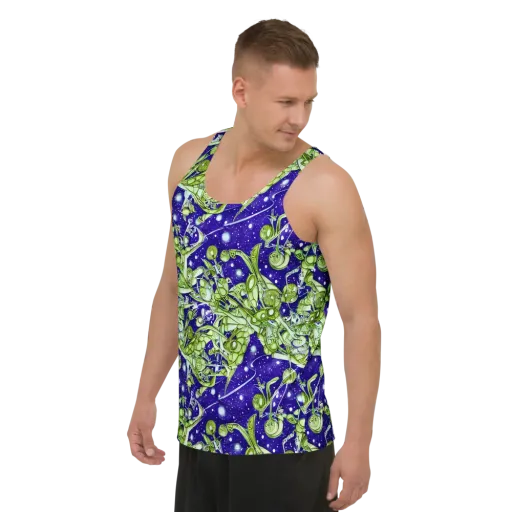 Galactic Greenery on a Men's Tank Top