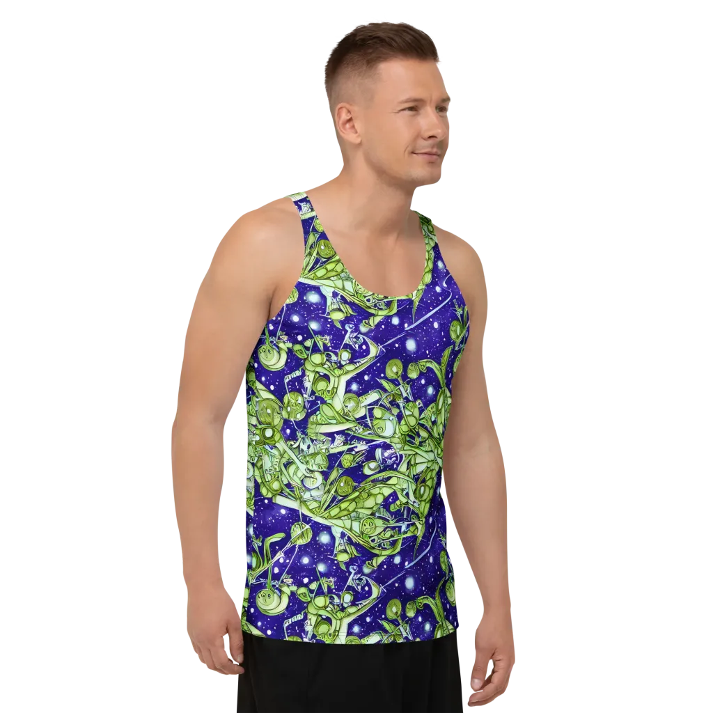 Galactic Greenery on Men's Tank Top — Right Front