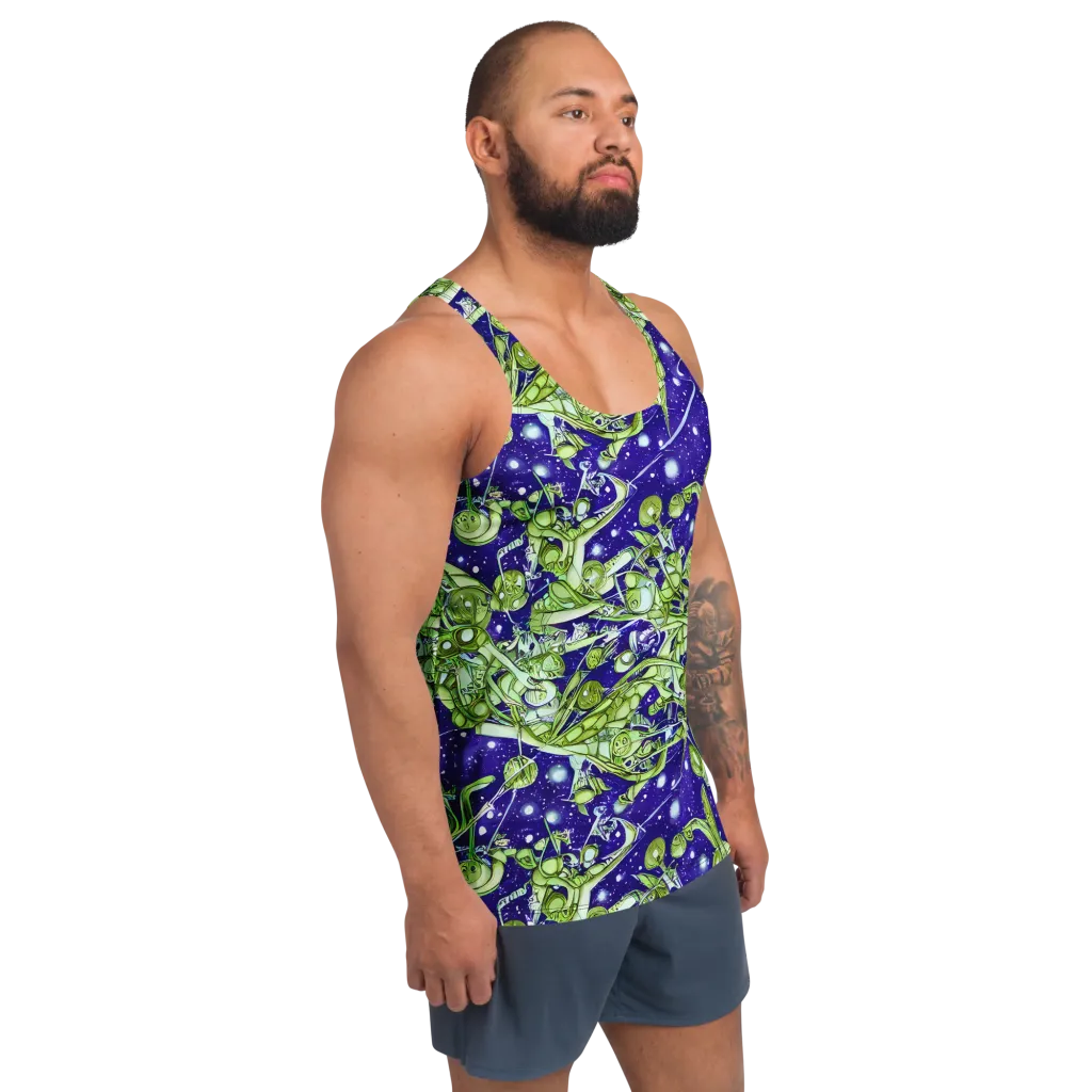 Galactic Greenery on Men's Tank Top — Right Front