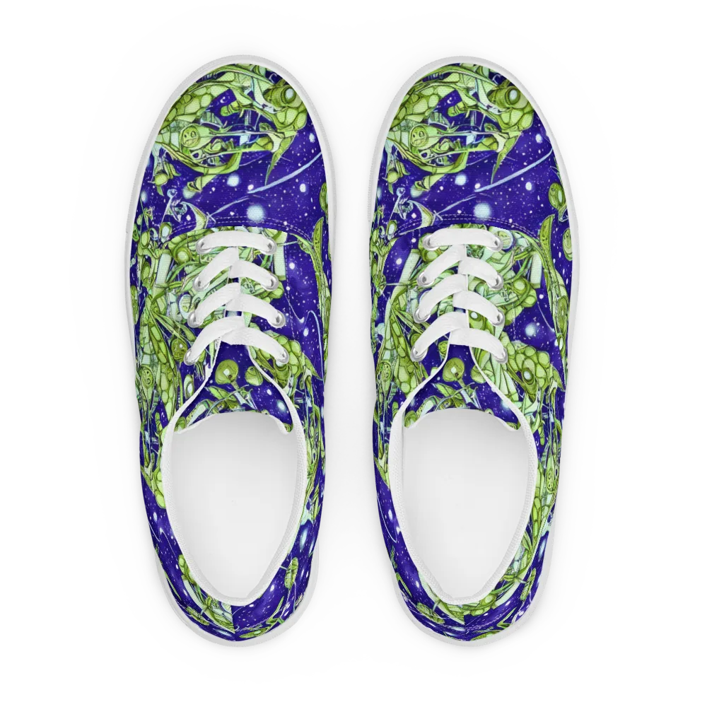 Galactic Greenery on Men's Lace-Up Canvas Shoes — Front