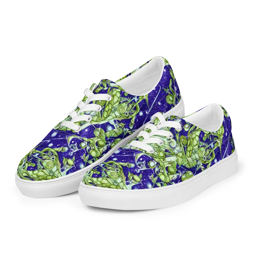 Galactic Greenery on Men's Lace-Up Canvas Shoes — Left Front