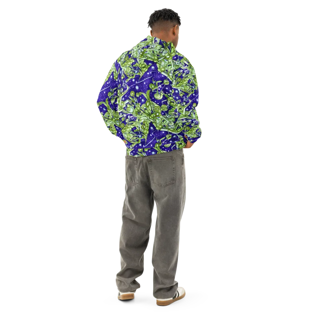 Galactic Greenery on Cotton Hoodie — Back