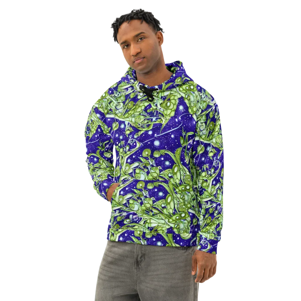 Galactic Greenery on Cotton Hoodie — Left Front