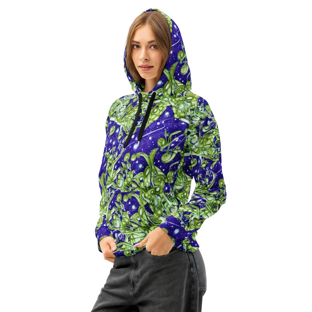 Galactic Greenery on Cotton Hoodie — Left Front