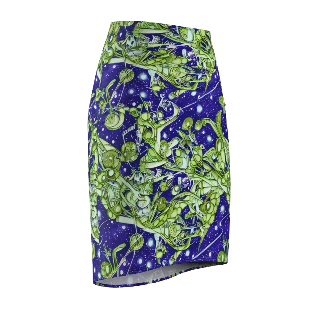 Galactic Greenery on Pencil Skirt — Front Side