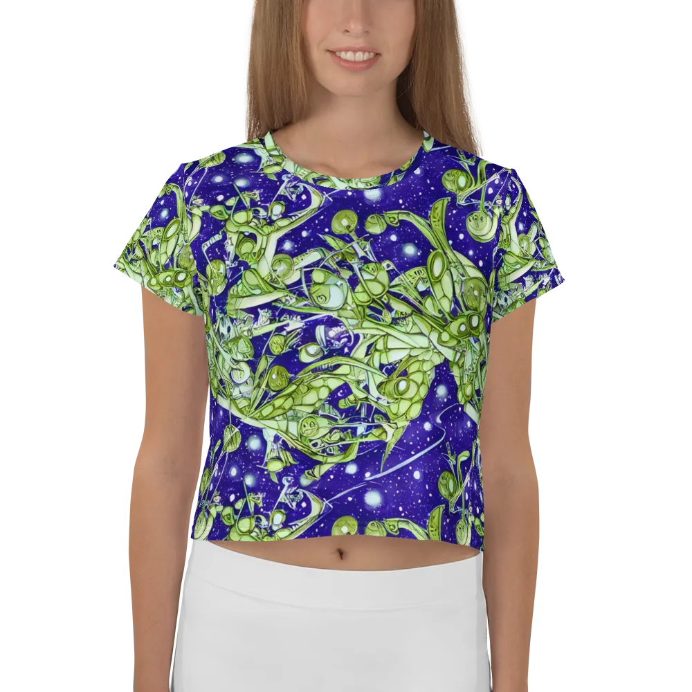 Galactic Greenery on Crop Tee — Front