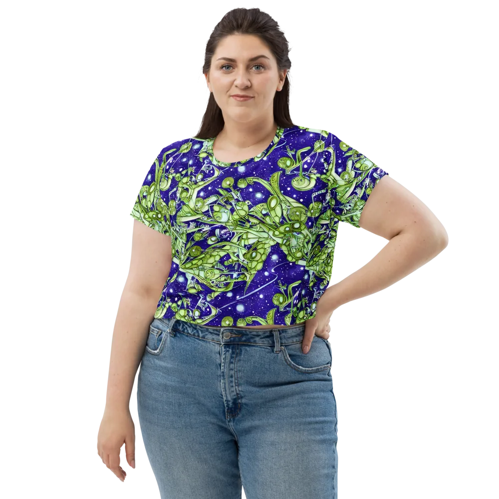 Galactic Greenery on Crop Tee — Front