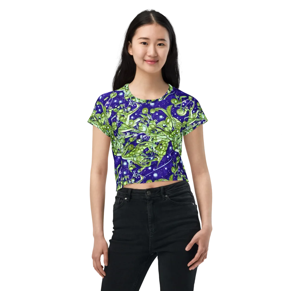 Galactic Greenery on Crop Tee — Front