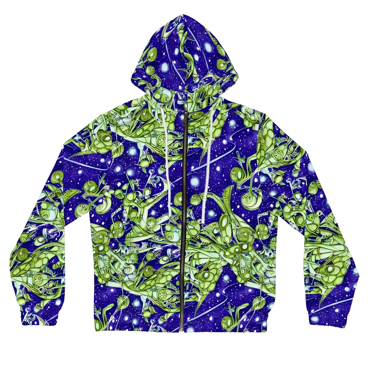 Galactic Greenery on Women's Full-Zip Hoodie — Front