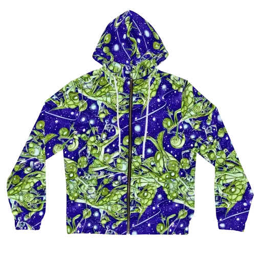 Galactic Greenery on a Women's Full-Zip Hoodie