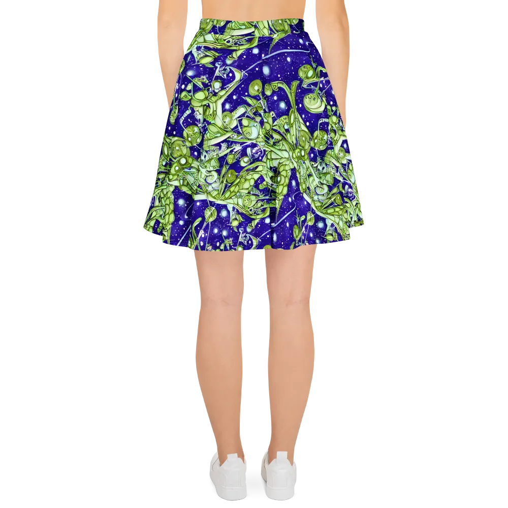 Galactic Greenery on Skater Skirt — Back
