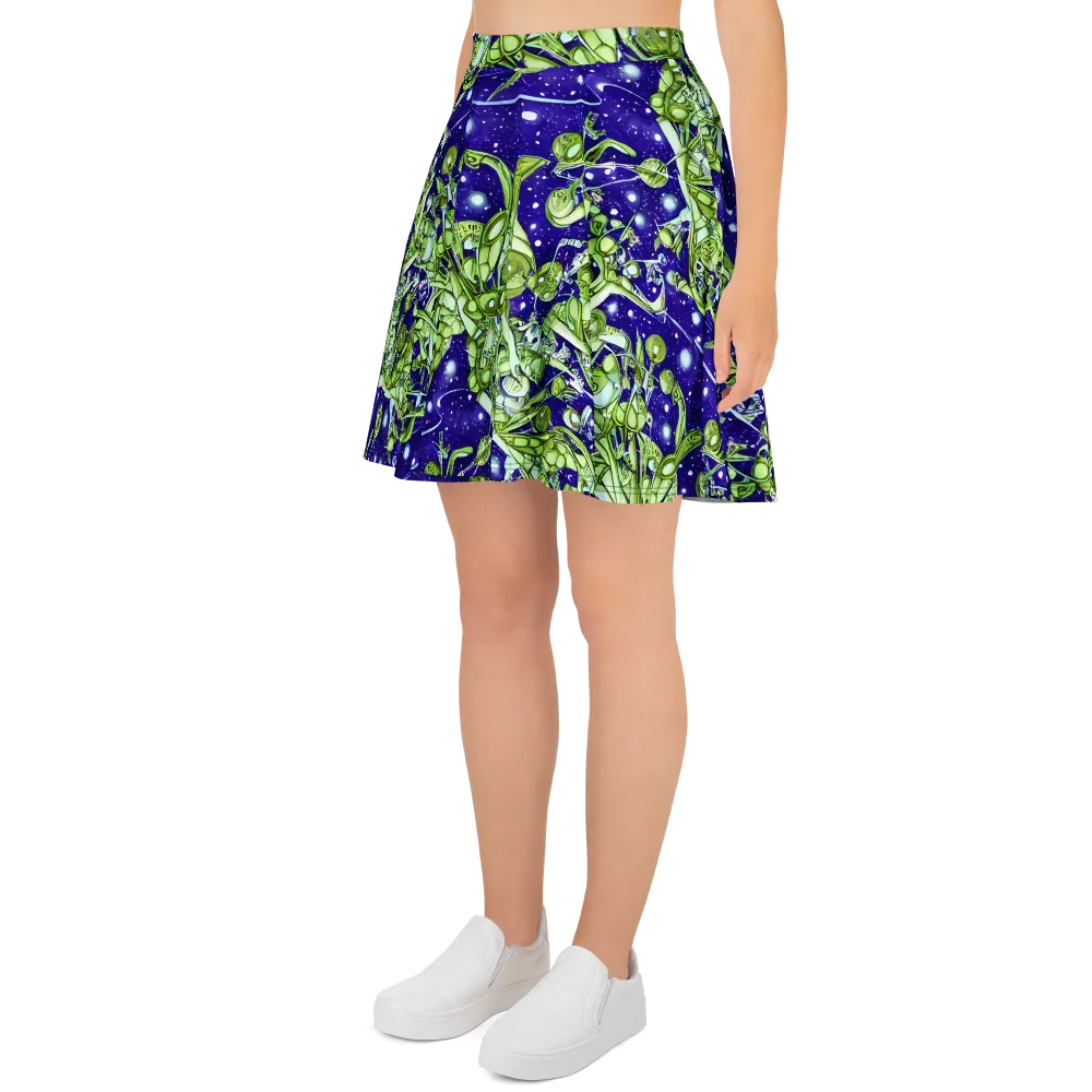 Galactic Greenery on Skater Skirt — Left