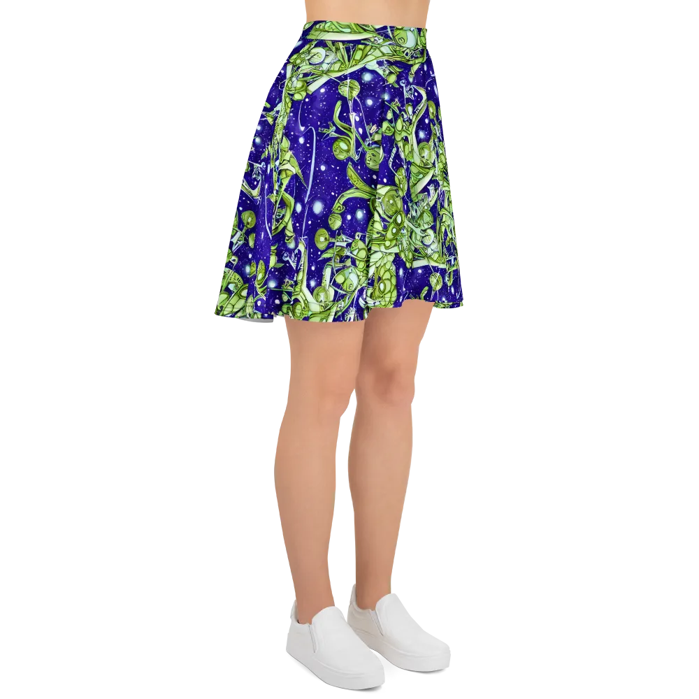 Galactic Greenery on Skater Skirt — Right