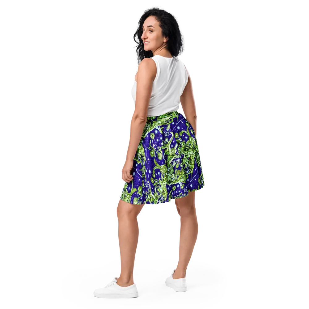 Galactic Greenery on Skater Skirt — Back