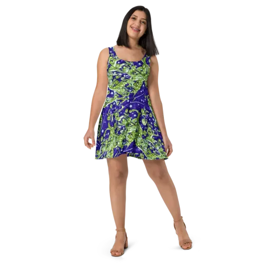Galactic Greenery on a Skater Dress