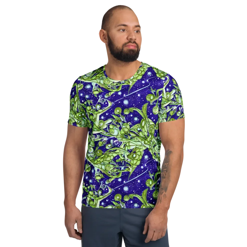 Galactic Greenery on Men's Athletic T-Shirt — Front