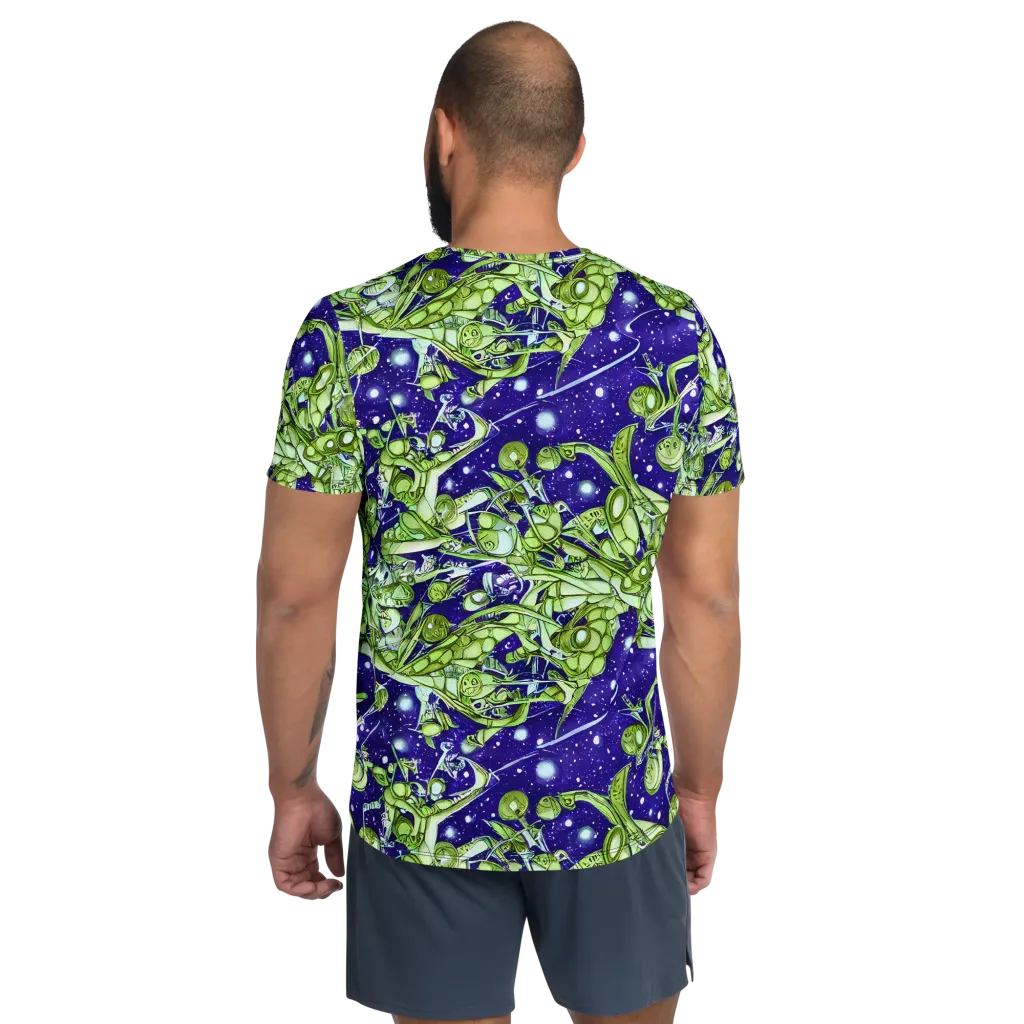 Galactic Greenery on Men's Athletic T-Shirt — Back
