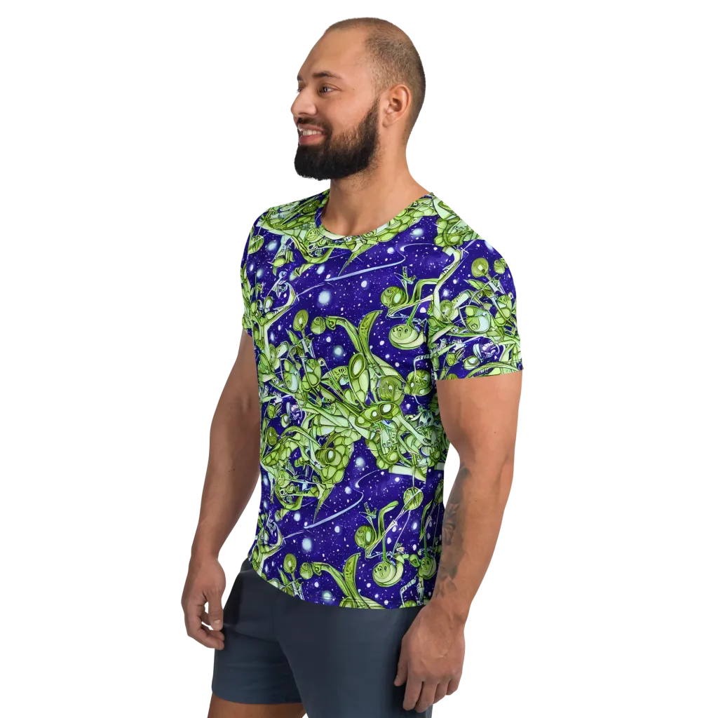 Galactic Greenery on Men's Athletic T-Shirt — Left