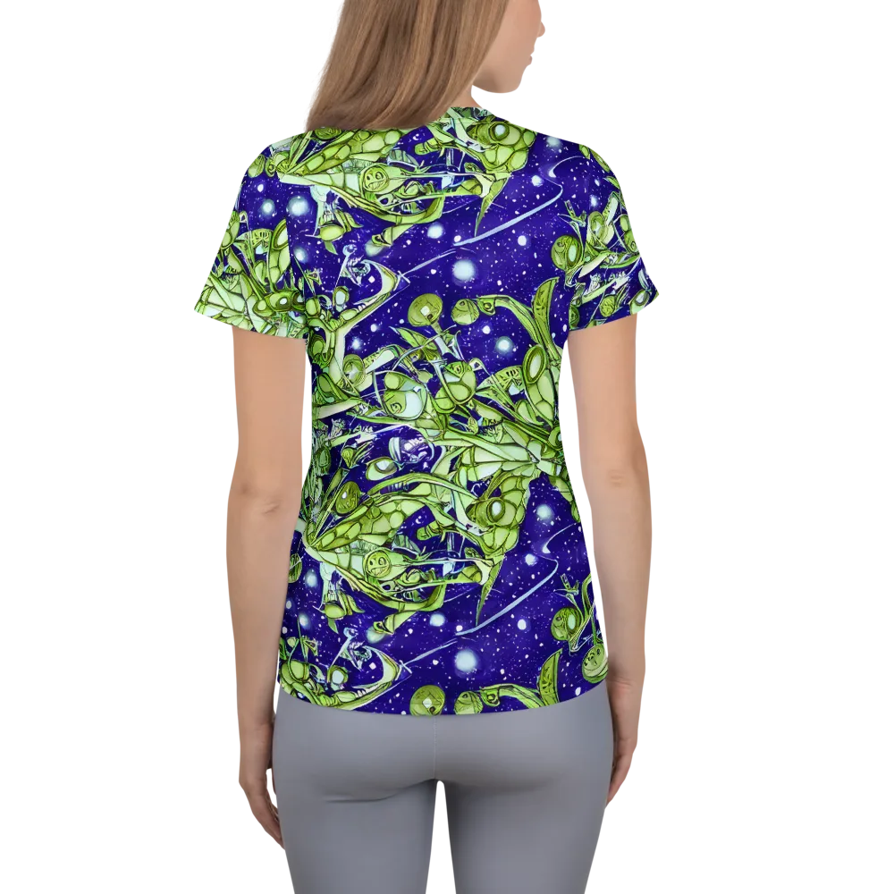 Galactic Greenery on Women's Athletic T-Shirt — Back