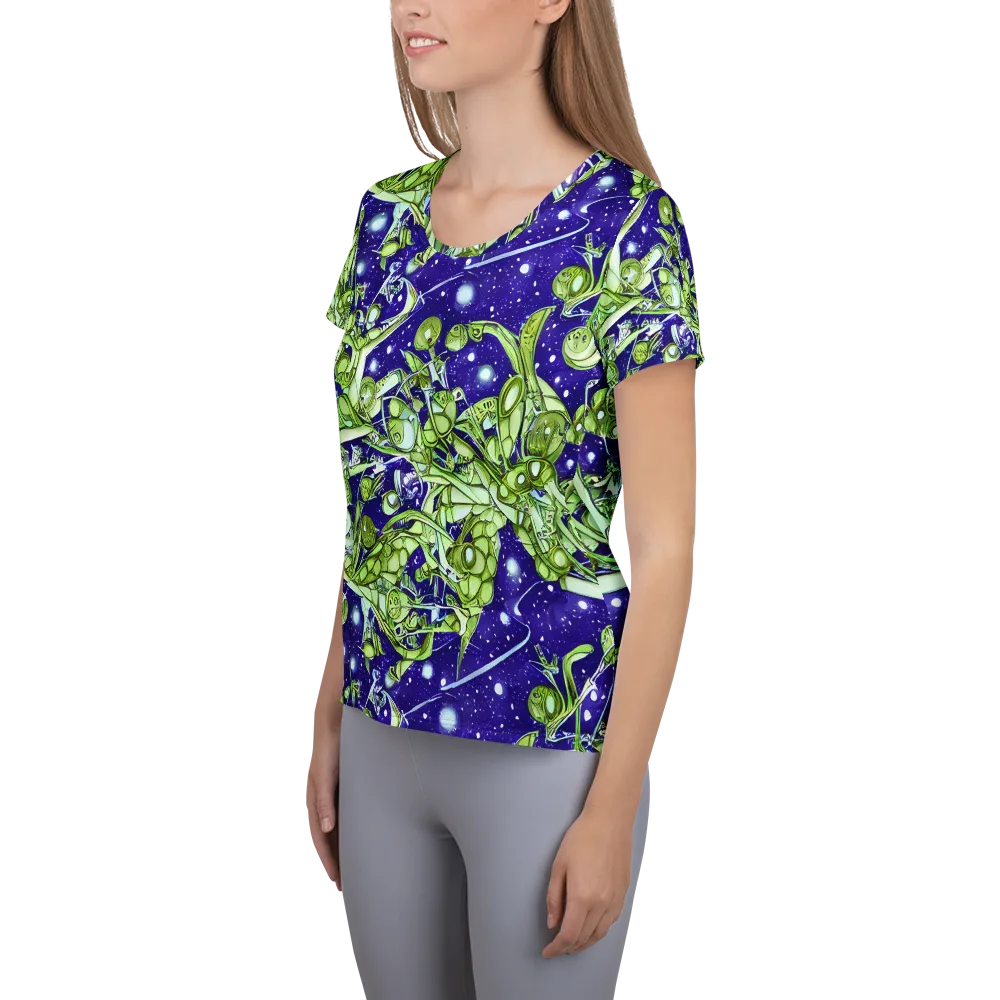 Galactic Greenery on Women's Athletic T-Shirt — Left