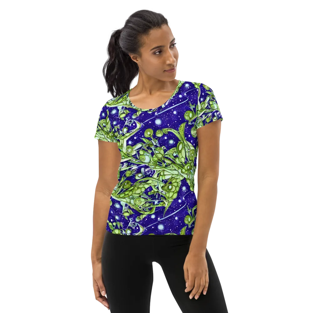 Galactic Greenery on Women's Athletic T-Shirt — Front