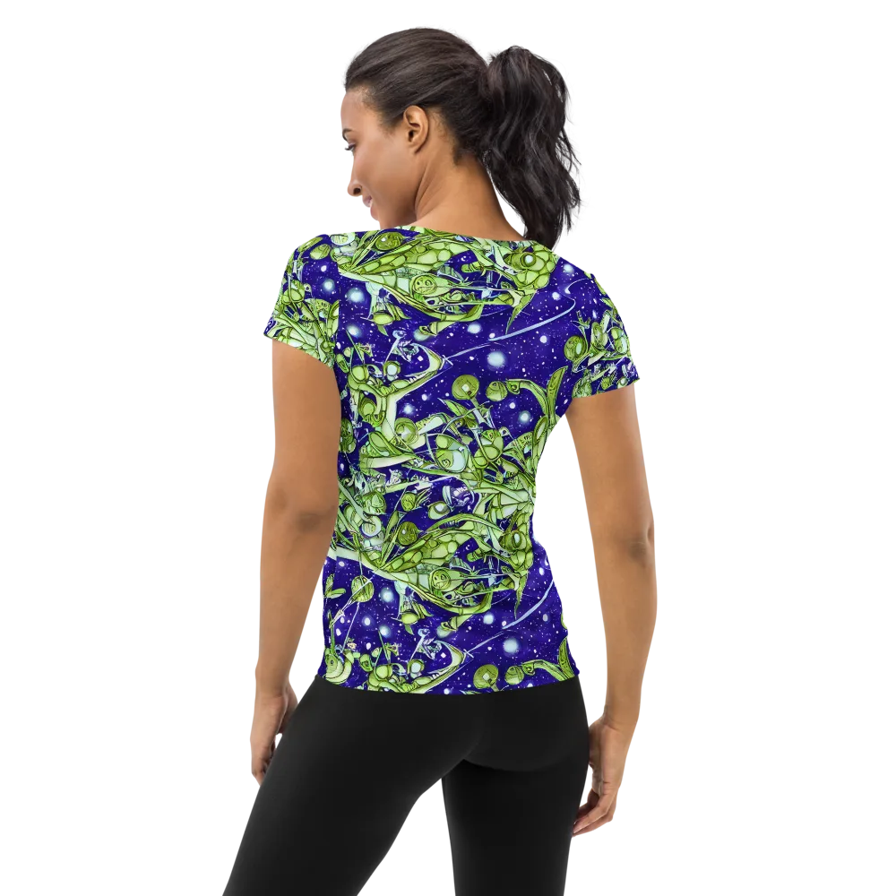 Galactic Greenery on Women's Athletic T-Shirt — Back