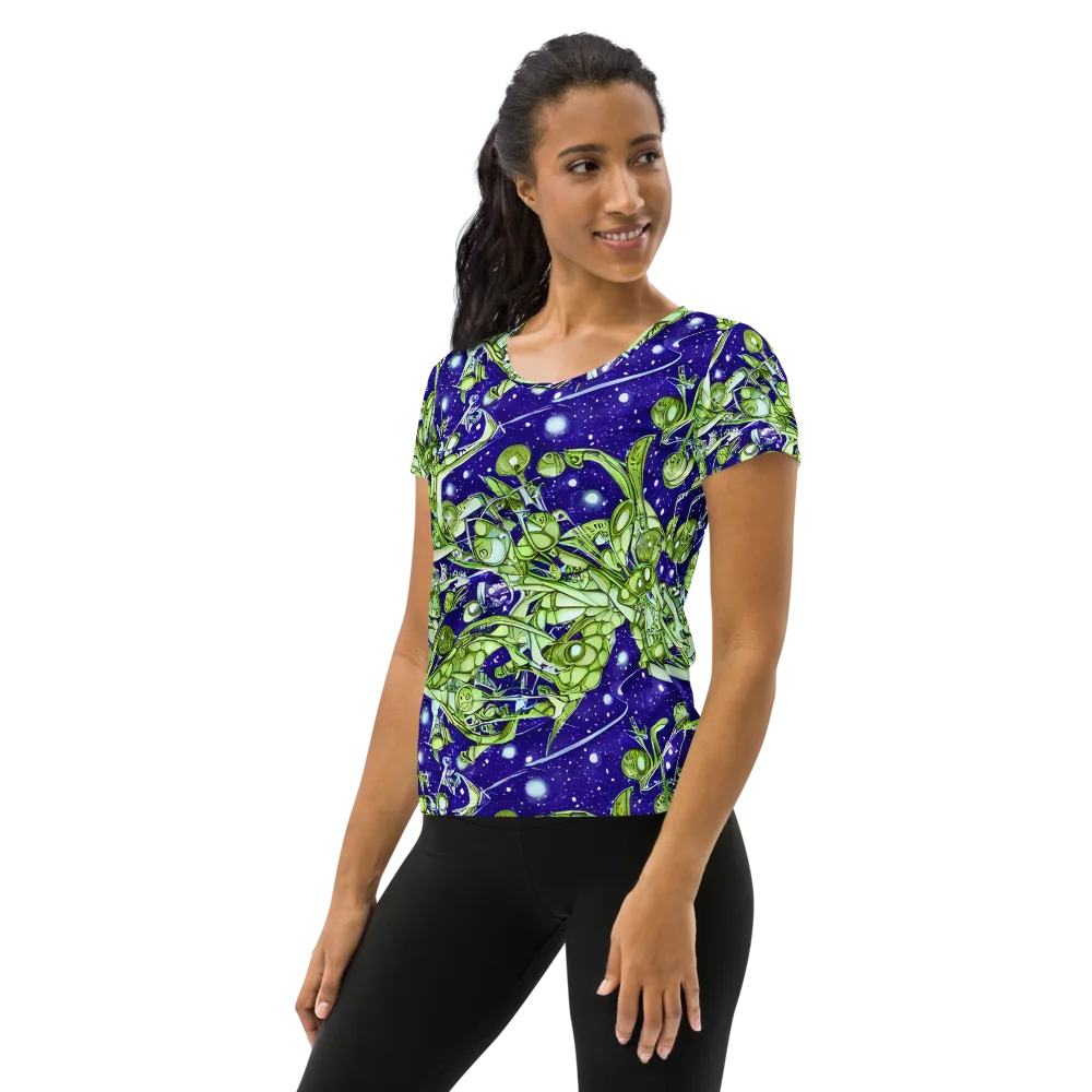 Galactic Greenery on Women's Athletic T-Shirt — Left