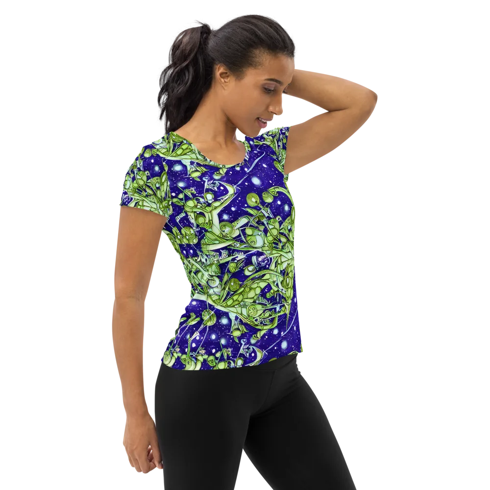 Galactic Greenery on Women's Athletic T-Shirt — Right