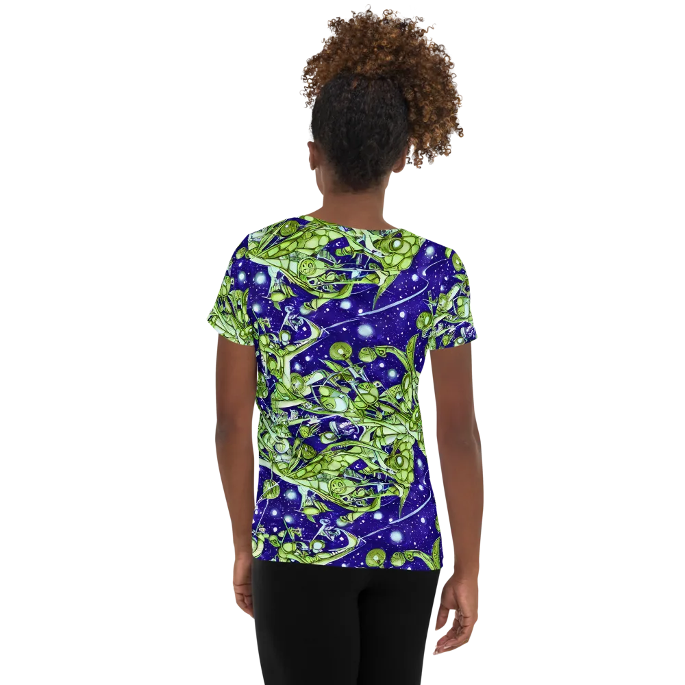 Galactic Greenery on Women's Athletic T-Shirt — Back