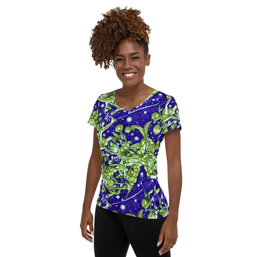 Galactic Greenery on Women's Athletic T-Shirt — Left