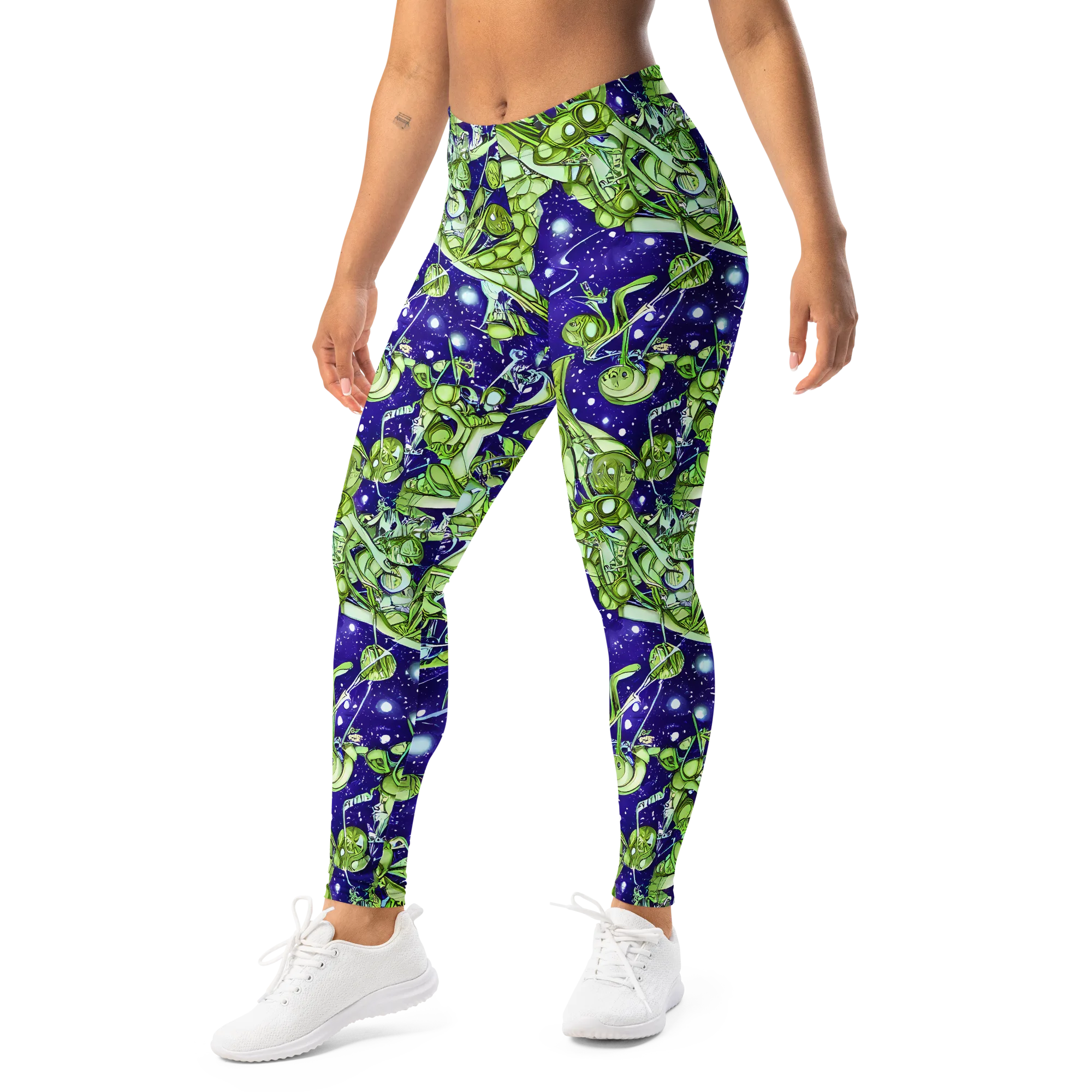 Galactic Greenery on Leggings — Left Front