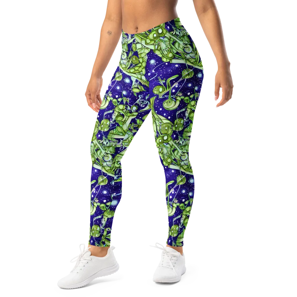 Galactic Greenery on Leggings — Left Front
