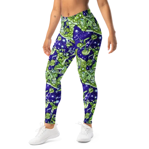 Galactic Greenery on a Leggings