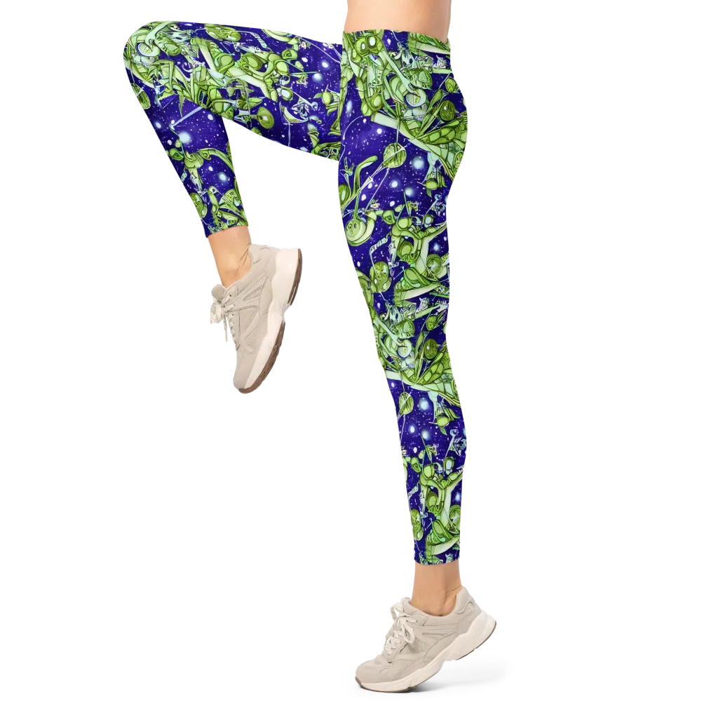 Galactic Greenery on Leggings — Left