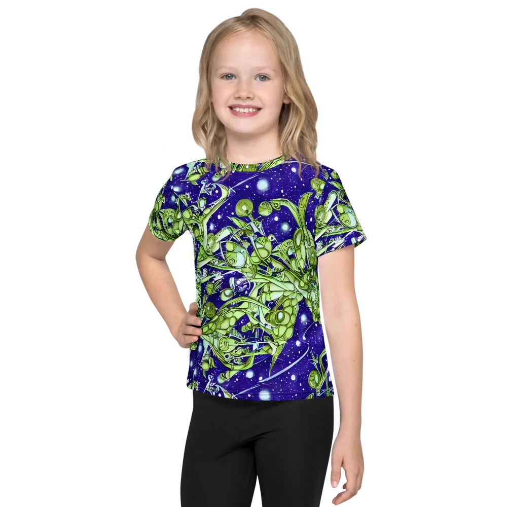 Galactic Greenery on Kids Crew Neck T-Shirt — Front