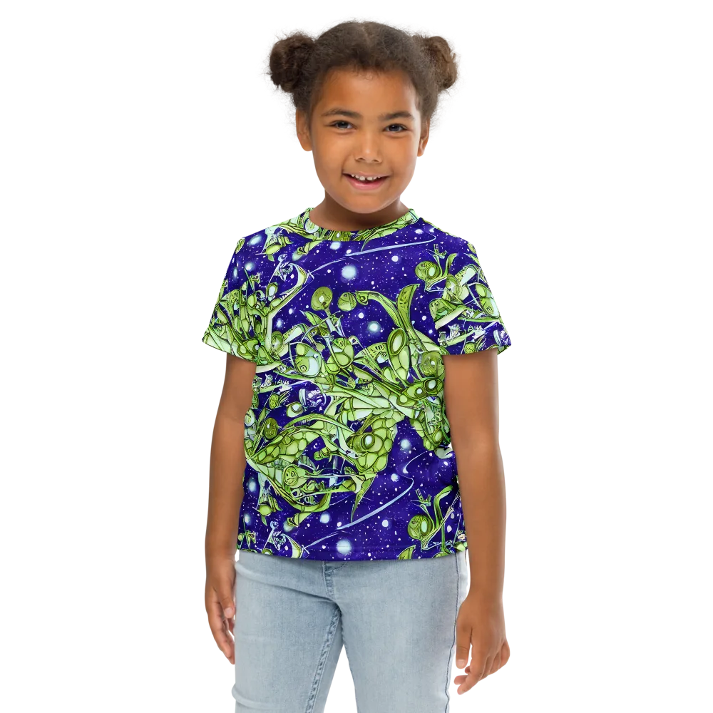 Galactic Greenery on Kids Crew Neck T-Shirt — Front