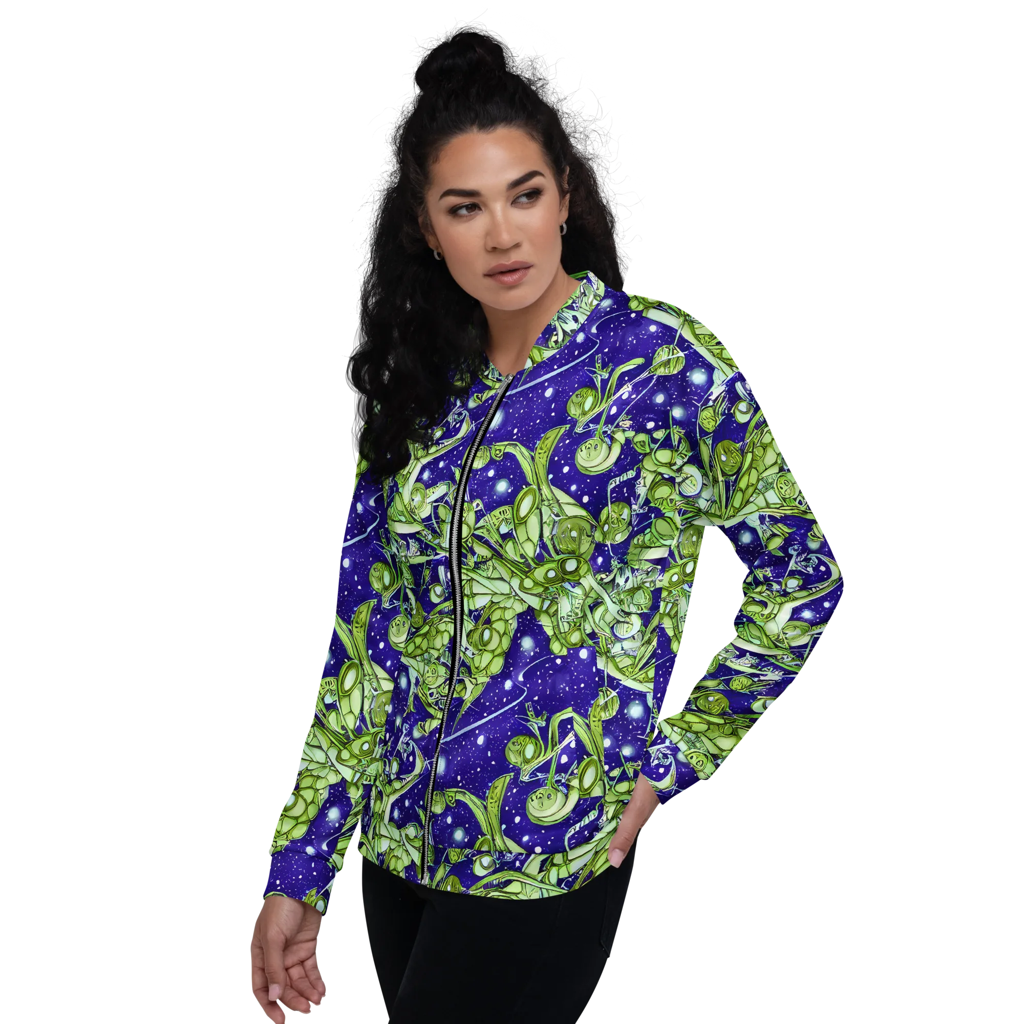 Galactic Greenery on Bomber Jacket — Left