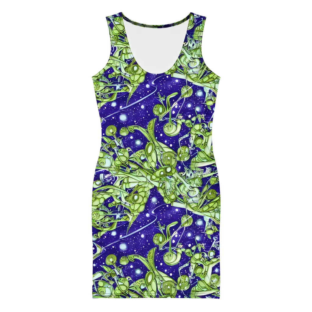 Galactic Greenery on Bodycon Dress — Front