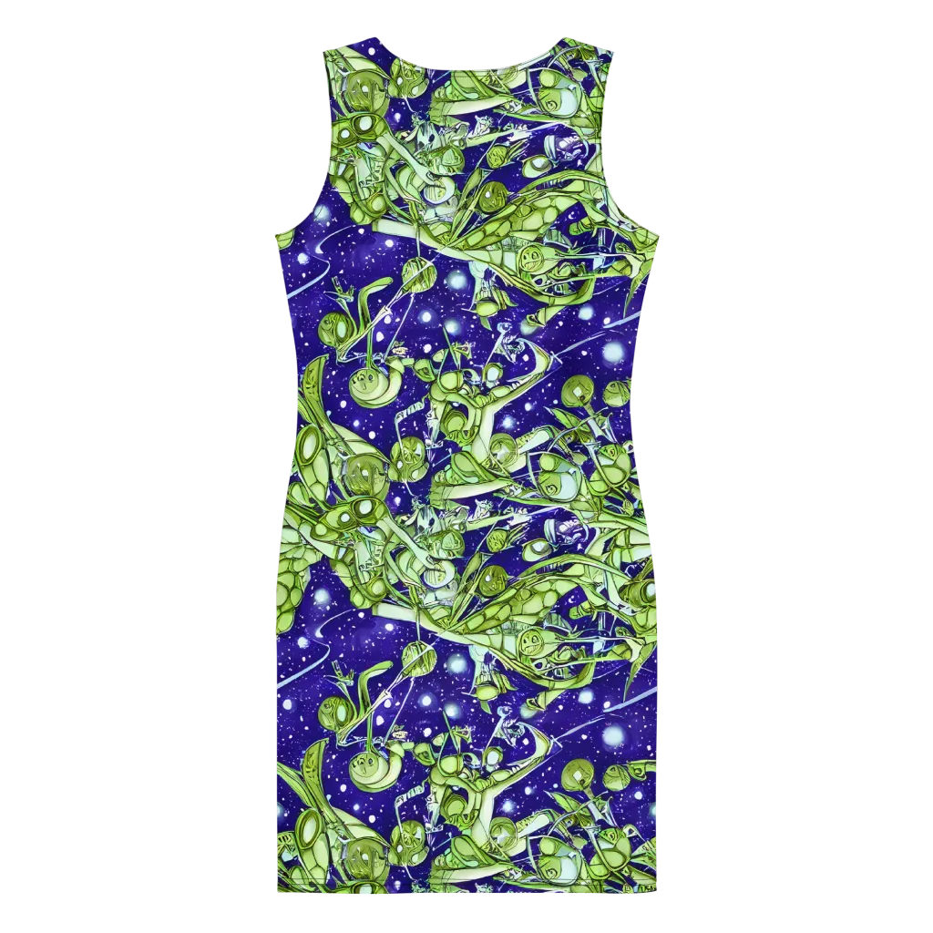 Galactic Greenery on Bodycon Dress — Back