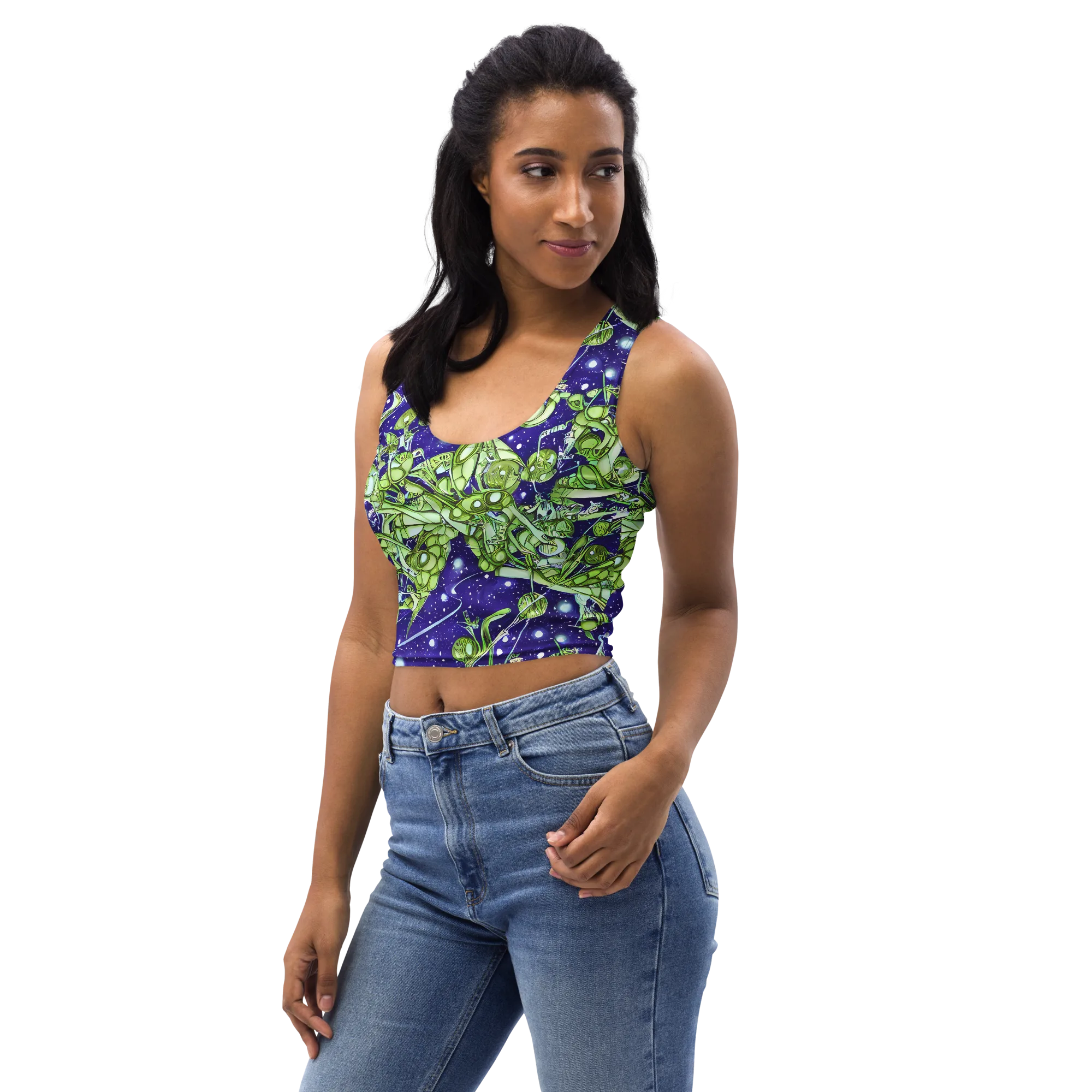 Galactic Greenery on Crop Top — Left Front