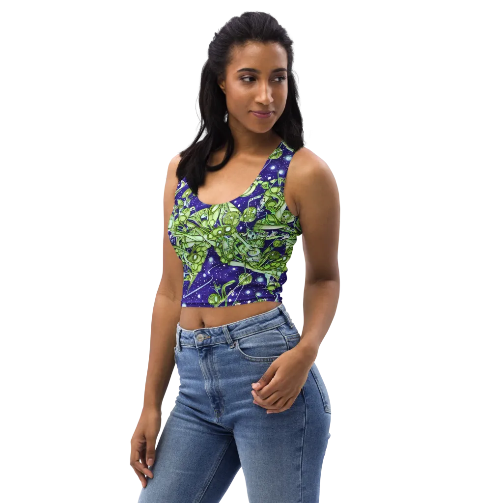 Galactic Greenery on Crop Top — Left Front