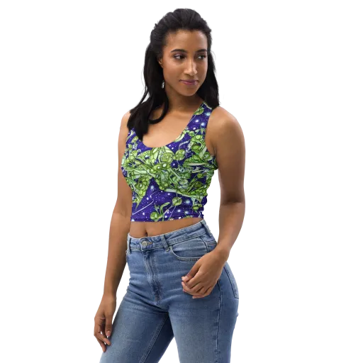 Galactic Greenery on a Crop Top