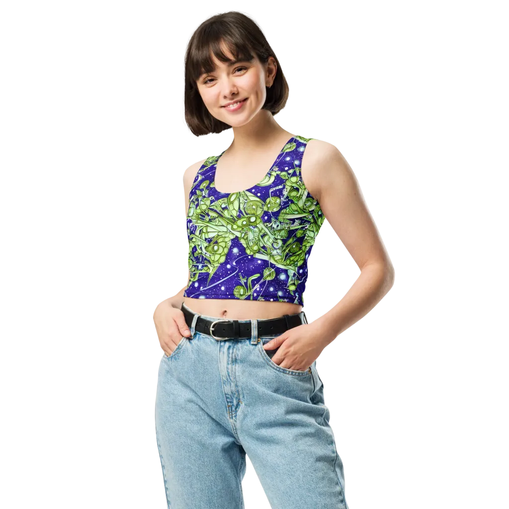 Galactic Greenery on Crop Top — Front