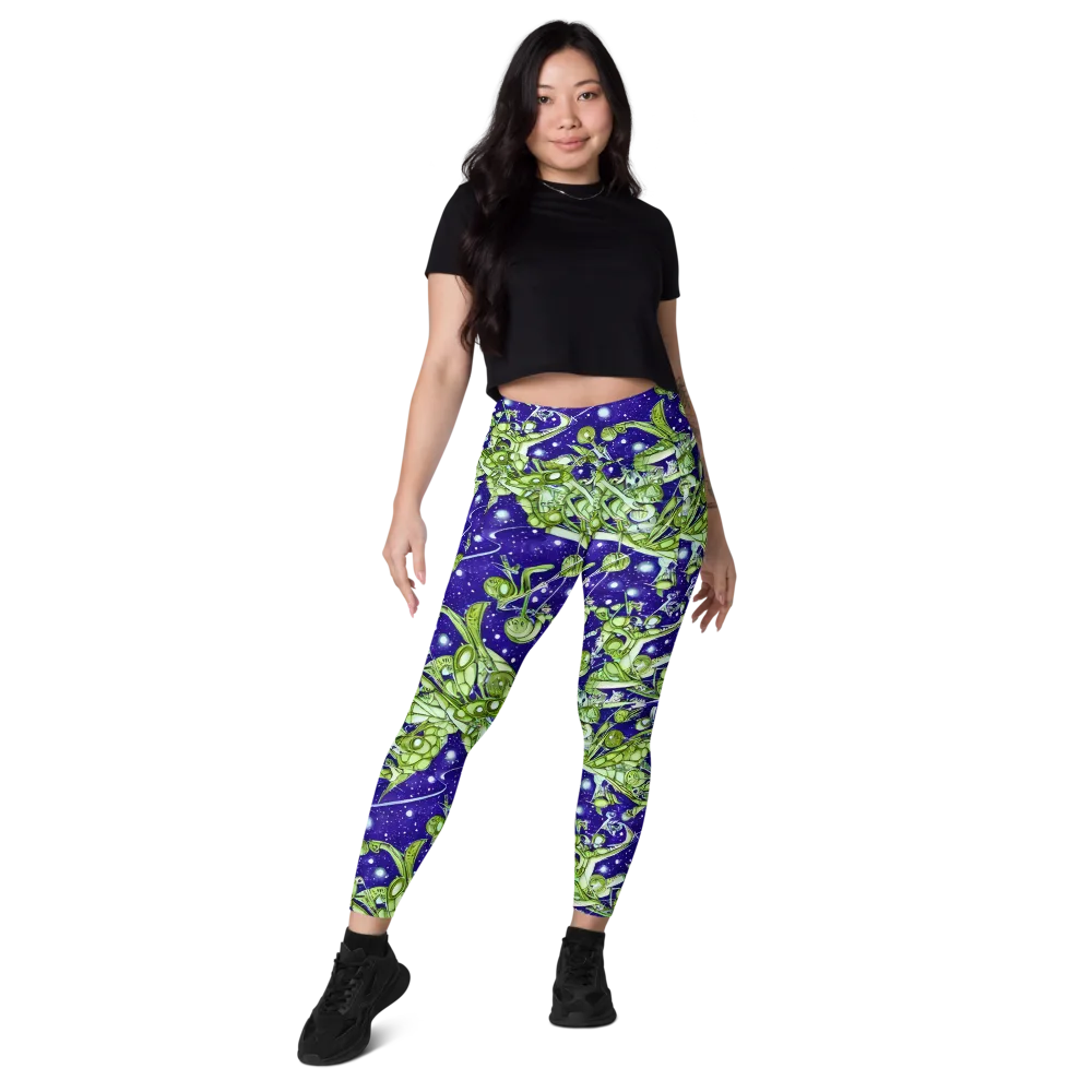 Galactic Greenery on Leggings with Pockets — Front
