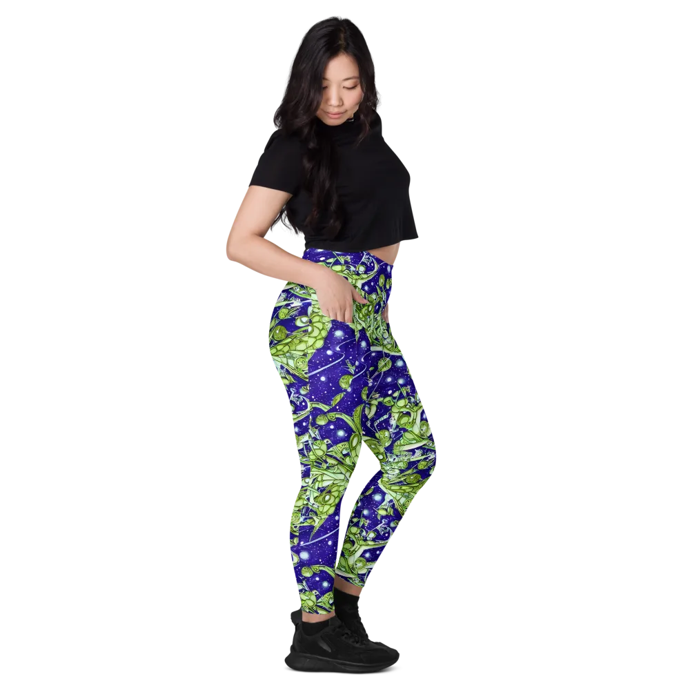 Galactic Greenery on Leggings with Pockets — Right